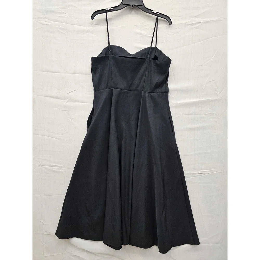 A New Day Womens Black Bow Front Spaghetti Strap Midi‎ Dress Size 12 F00303928